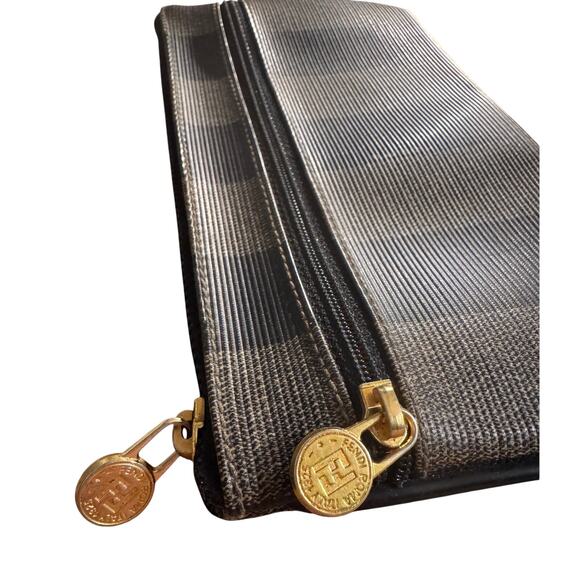 Auth. Vintage Fendi Pequin Canvas Zip Pouch - Picture 2 of 10